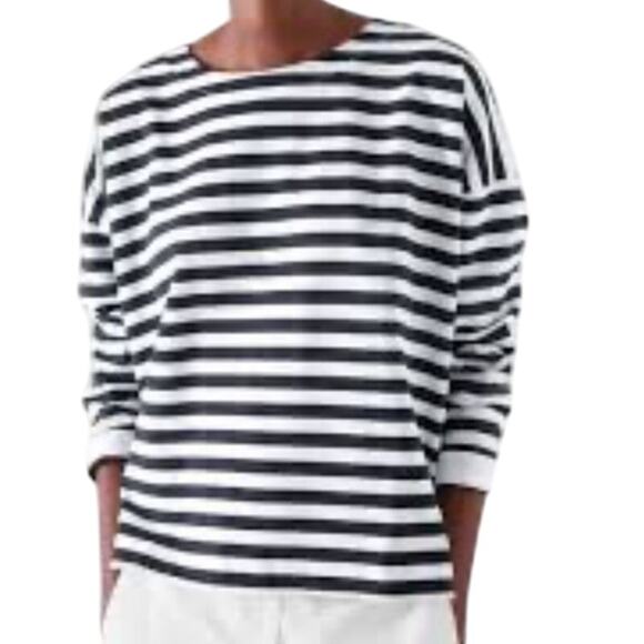 COS Women's Breton Striped Navy & White Top Size M - Picture 10 of 12